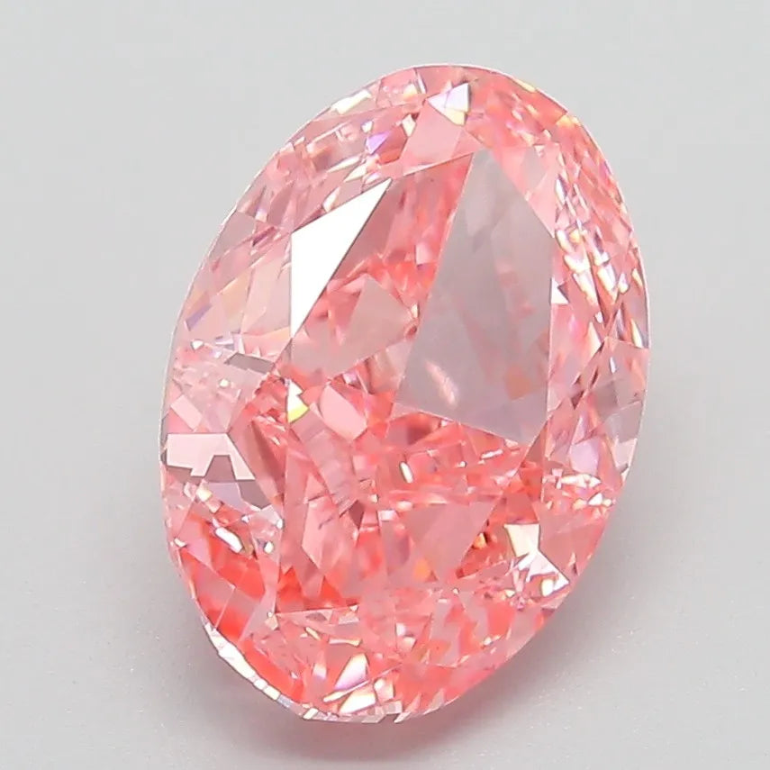 3.07ct Oval Lab Grown Diamond (Colour Fancy Vivid Pink, Clarity VVS2, IGI Certified)