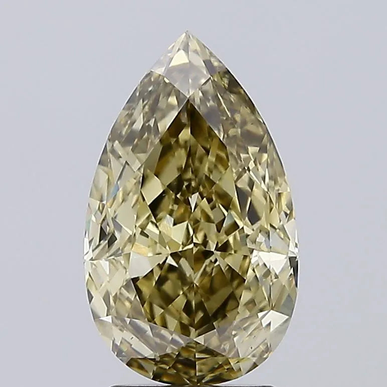 3.07ct Pear Lab Grown Diamond (Colour Fancy Intense Gray Yellow, Clarity VVS1, Cut GD, IGI Certified)