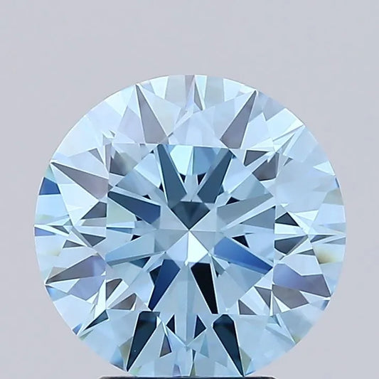 3.07ct Round Lab Grown Diamond (Colour Fancy Vivid Blue, Clarity IF, Cut ID, IGI Certified)