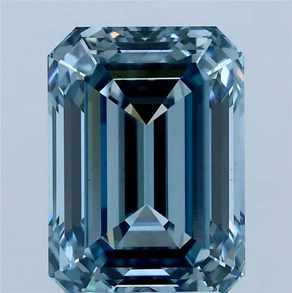 3.08ct Emerald Lab Grown Diamond (Colour Fancy Vivid Blue, Clarity VS2, IGI Certified)
