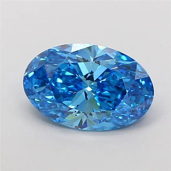 3.08ct Oval Lab Grown Diamond (Colour Fancy Vivid Blue, Clarity SI1, IGI Certified)