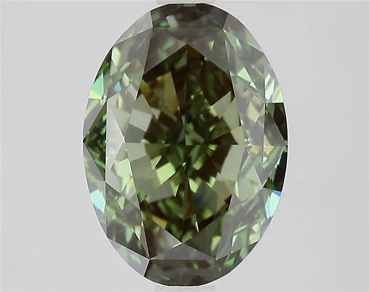 3.08ct Oval Lab Grown Diamond (Colour Fancy Vivid Green, Clarity VS1, IGI Certified)
