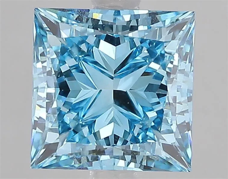 3.08ct Princess Lab Grown Diamond (Colour Fancy Vivid Blue, Clarity VS1, IGI Certified)