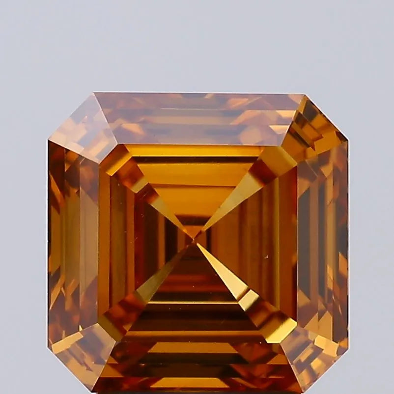 3.09ct Asscher Lab Grown Diamond (Colour Fancy Vivid Brownish Orange, Clarity VVS2, IGI Certified)