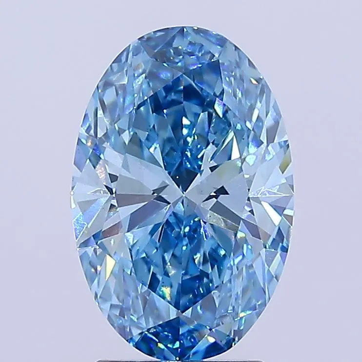 3.09ct Oval Lab Grown Diamond (Colour Fancy Vivid Blue, Clarity VS1, IGI Certified)
