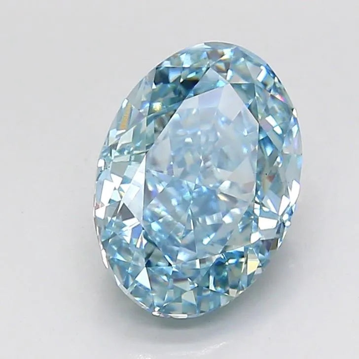 3.09ct Oval Lab Grown Diamond (Colour Fancy Vivid Blue, Clarity VS1, IGI Certified)