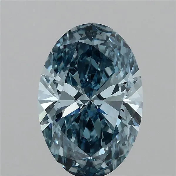 3.09ct Oval Lab Grown Diamond (Colour Fancy Vivid Blue, Clarity VVS2, IGI Certified)