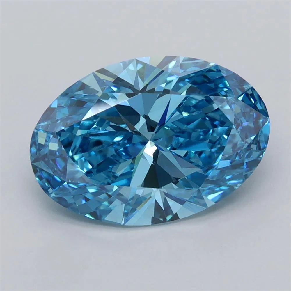 3.09ct Oval Lab Grown Diamond (Colour Fancy Vivid Blue, Clarity VVS2, IGI Certified)