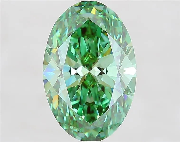 3.09ct Oval Lab Grown Diamond (Colour Fancy Vivid Green, Clarity VS1, IGI Certified)