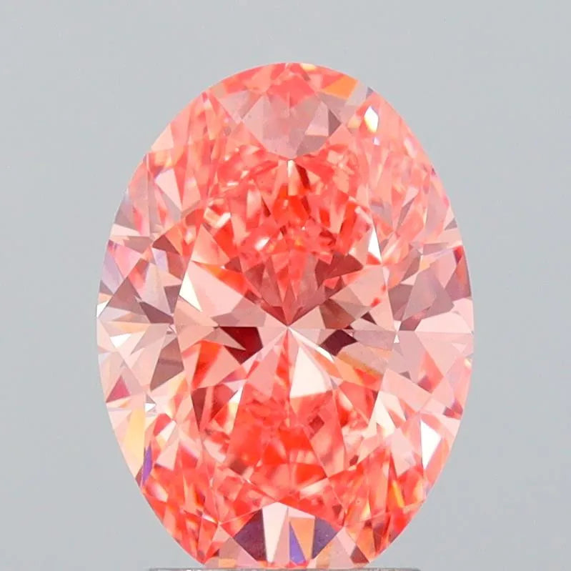 3.09ct Oval Lab Grown Diamond (Colour Fancy Vivid Orangey Pink, Clarity VS1, IGI Certified)