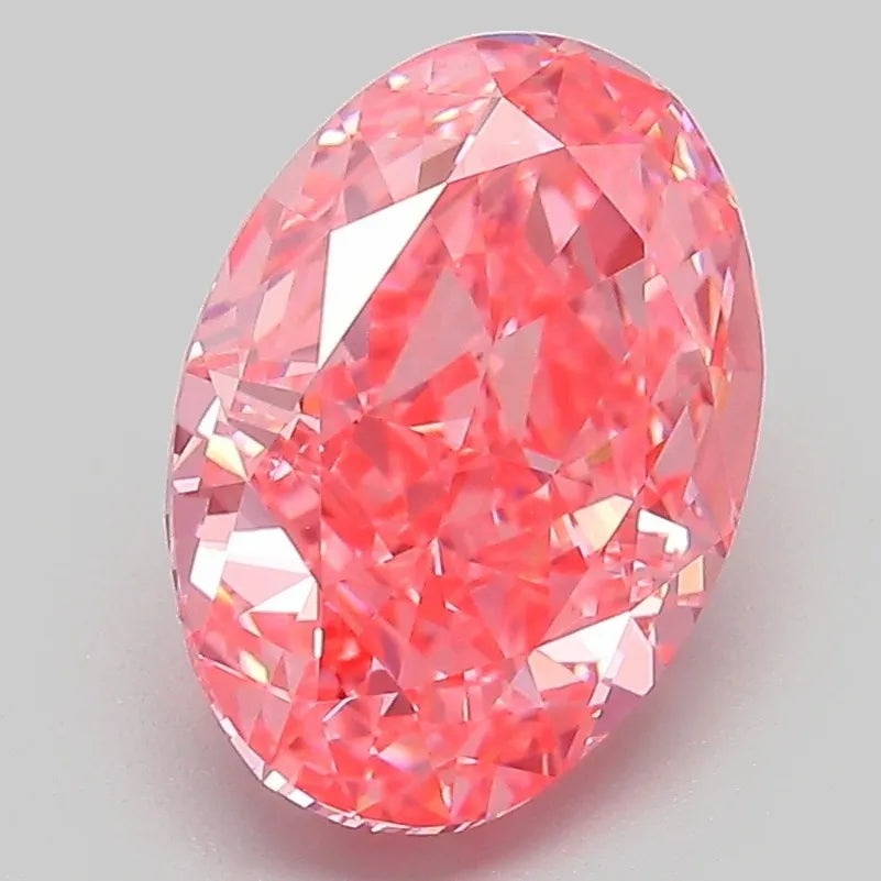 3.09ct Oval Lab Grown Diamond (Colour Fancy Vivid Pink, Clarity VVS2, IGI Certified)