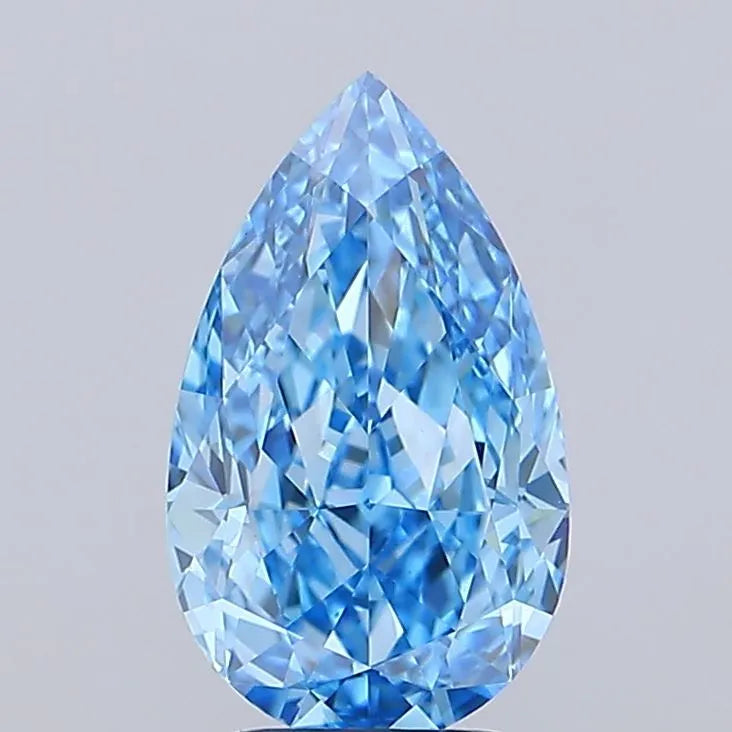 3.09ct Pear Lab Grown Diamond (Colour Fancy Vivid Blue, Clarity VVS2, IGI Certified)