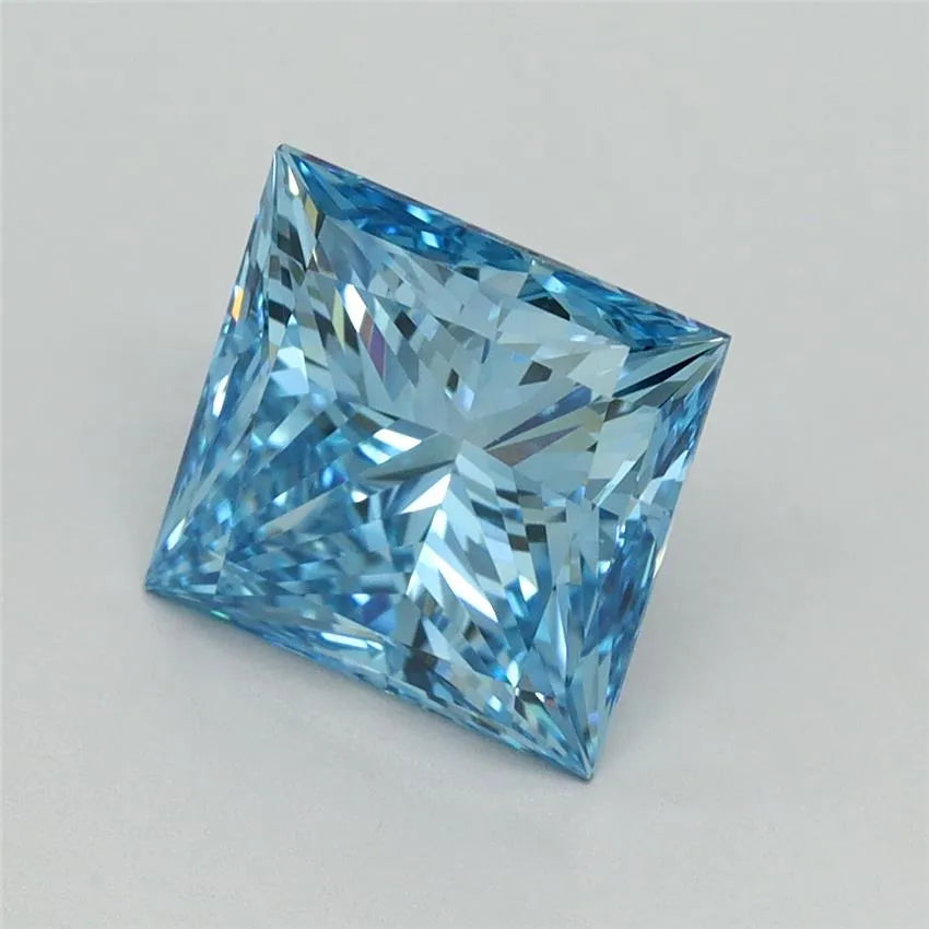 3.09ct Princess Lab Grown Diamond (Colour Fancy Vivid Blue, Clarity VVS2, IGI Certified)