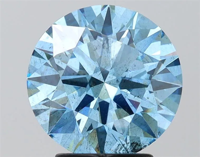 3.09ct Round Lab Grown Diamond (Colour Fancy Vivid Blue, Clarity SI2, Cut ID, IGI Certified)