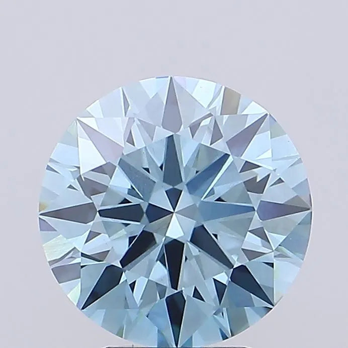3.09ct Round Lab Grown Diamond (Colour Fancy Vivid Blue, Clarity VVS2, Cut ID, IGI Certified)