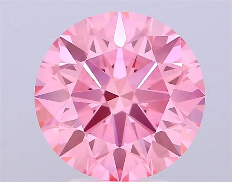 3.09ct Round Lab Grown Diamond (Colour Fancy Vivid Pink, Clarity VS1, Cut ID, IGI Certified)