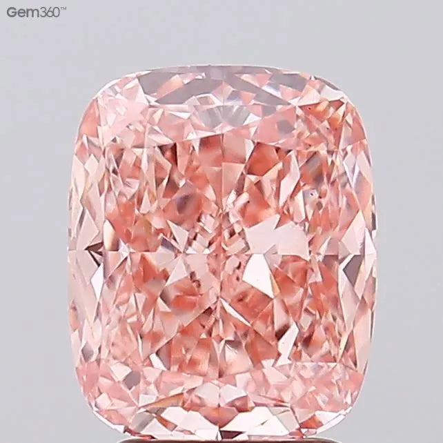 3.10ct Cushion modified Lab Grown Diamond (Colour Fancy Intense Orangey Pink, Clarity VS1, IGI Certified)