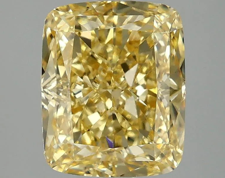 3.10ct Cushion modified Lab Grown Diamond (Colour Fancy Vivid Yellow, Clarity VS1, IGI Certified)