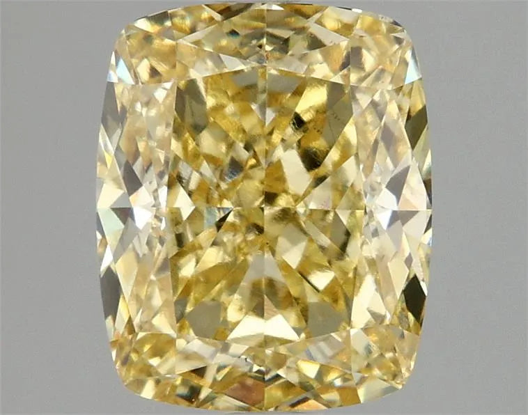 3.10ct Cushion modified Lab Grown Diamond (Colour Fancy Vivid Yellow, Clarity VS2, IGI Certified)
