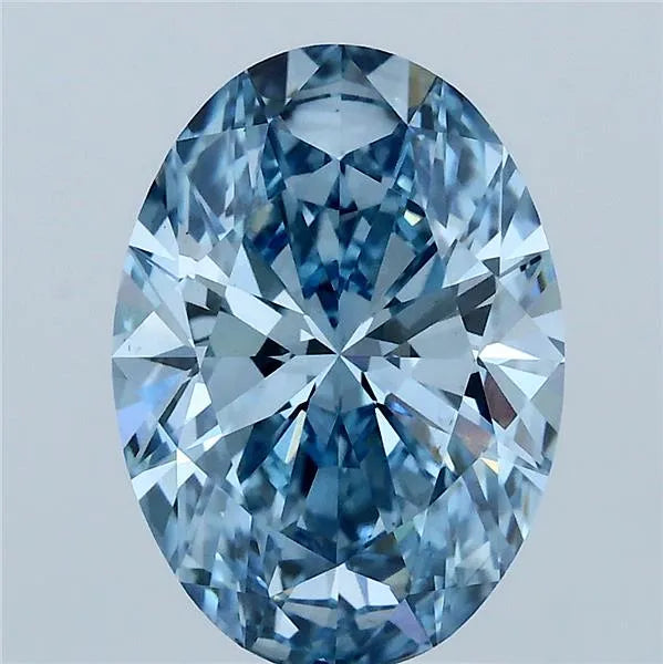 3.10ct Oval Lab Grown Diamond (Colour Fancy Vivid Blue, Clarity VS1, IGI Certified)