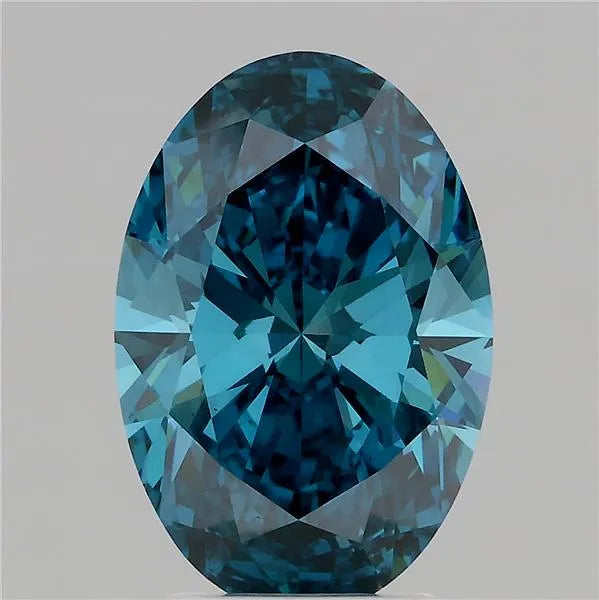 3.10ct Oval Lab Grown Diamond (Colour Fancy Vivid Blue, Clarity VS2, IGI Certified)
