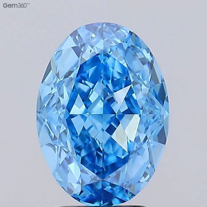 3.10ct Oval Lab Grown Diamond (Colour Fancy Vivid Blue, Clarity VVS2, IGI Certified)