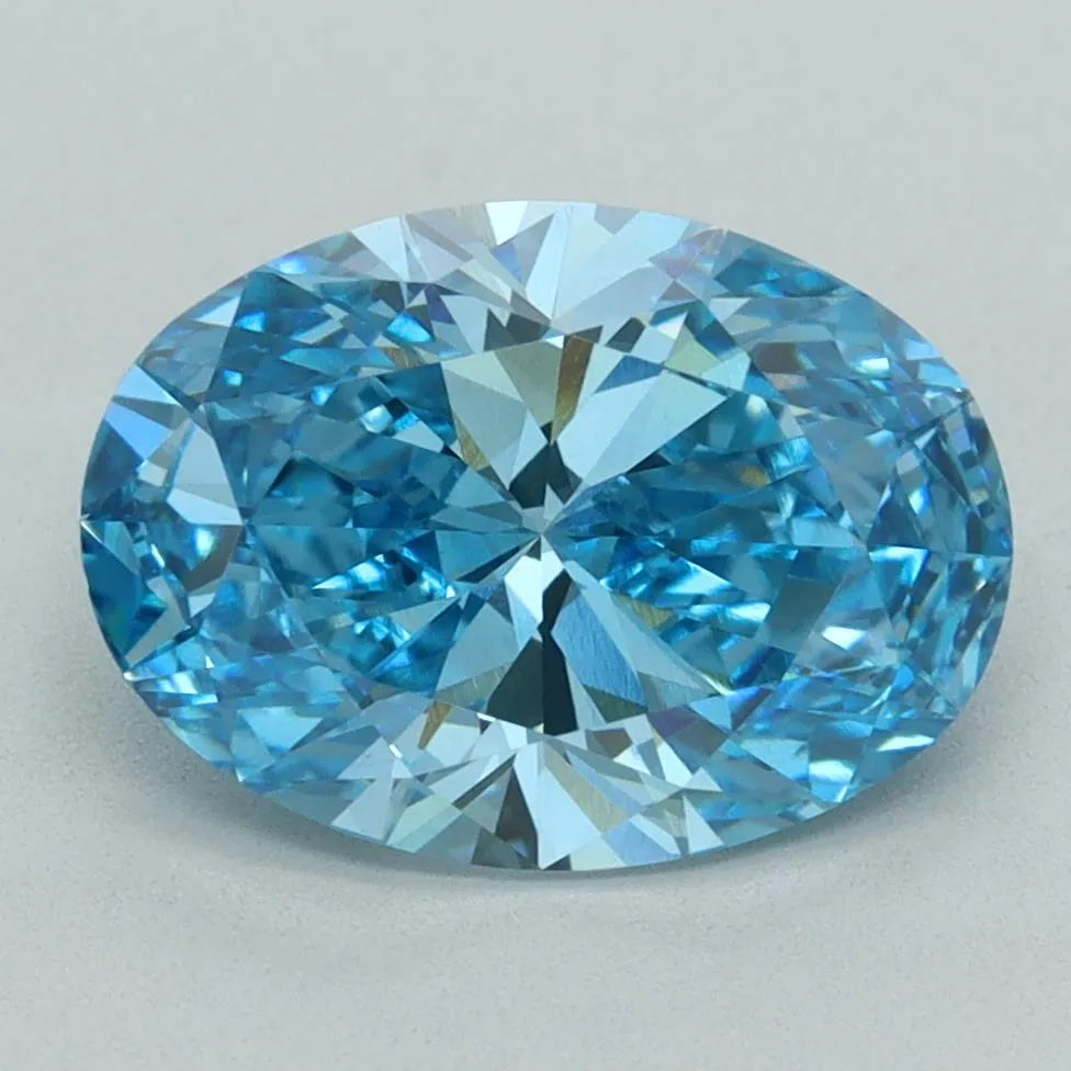 3.10ct Oval Lab Grown Diamond (Colour Fancy Vivid Blue, Clarity VVS2, IGI Certified)