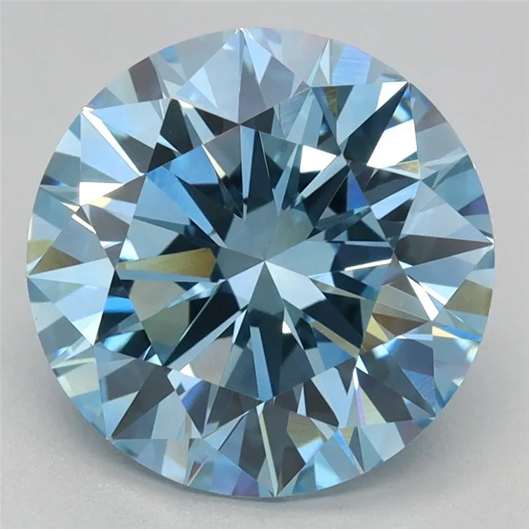 3.10ct Round Lab Grown Diamond (Colour Fancy Vivid Blue, Clarity VVS2, Cut ID, IGI Certified)