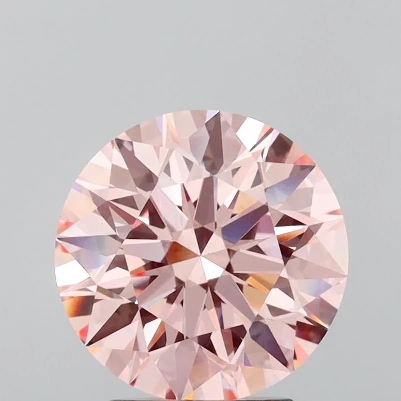 3.11ct Round Lab Grown Diamond (Colour Fancy Vivid Orangey Pink, Clarity VS1, Cut ID, IGI Certified)