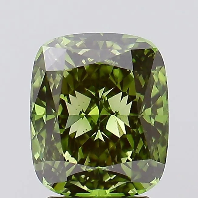 3.12ct Cushion modified Lab Grown Diamond (Colour Fancy Vivid Green, Clarity VS2, IGI Certified)