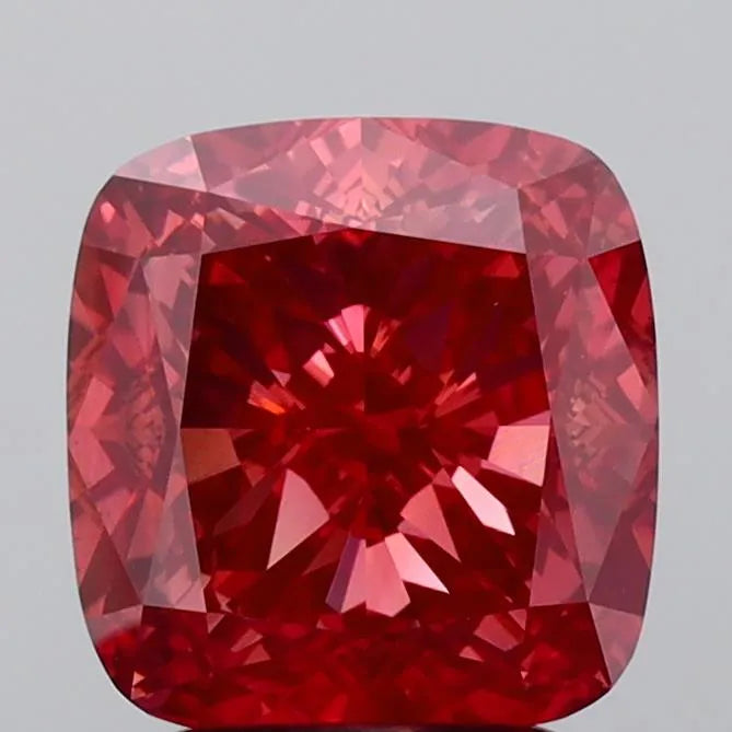 3.12ct Cushion modified Lab Grown Diamond (Colour Fancy Vivid Pinkish Orange, Clarity VS2, IGI Certified)