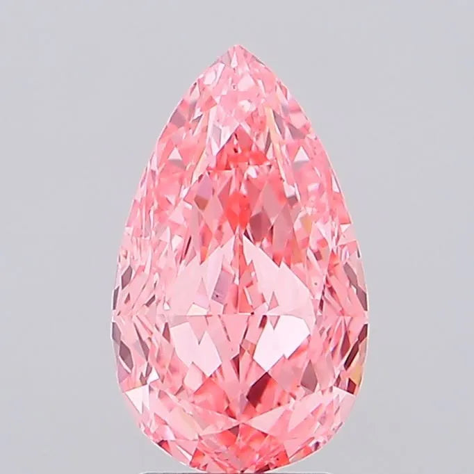 3.12ct Pear Lab Grown Diamond (Colour Fancy Vivid Pink, Clarity VS1, IGI Certified)