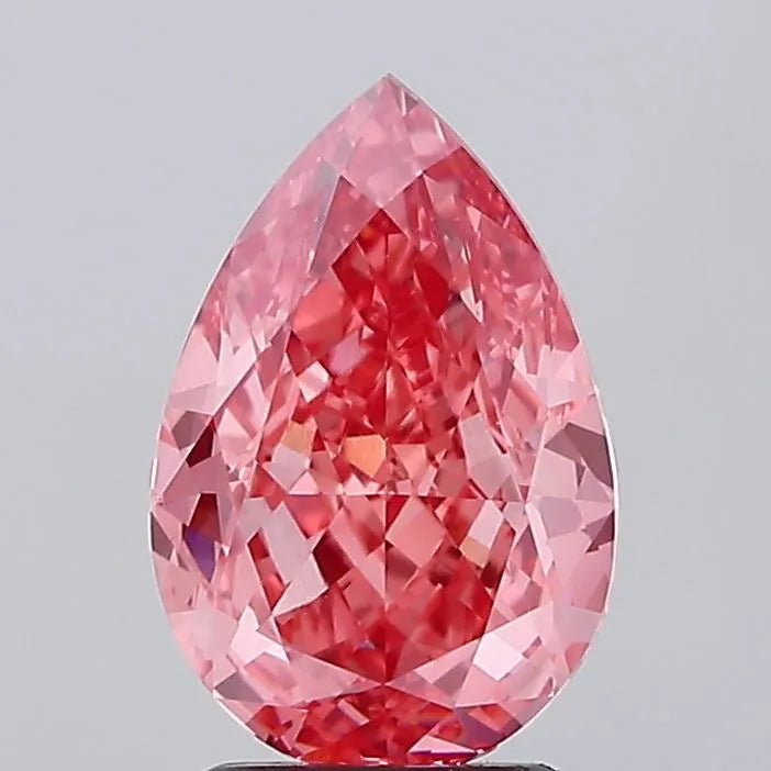 3.12ct Pear Lab Grown Diamond (Colour Fancy Vivid Pink, Clarity VVS2, IGI Certified)