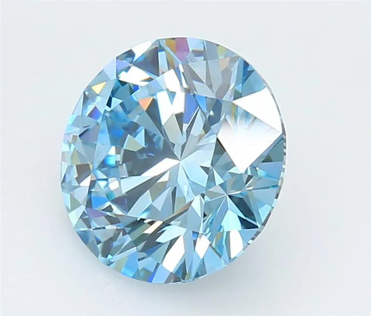 3.12ct Round Lab Grown Diamond (Colour Fancy Vivid Blue, Clarity VVS2, Cut ID, IGI Certified)