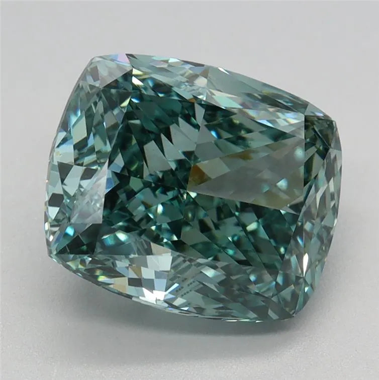 3.13ct Cushion modified Lab Grown Diamond (Colour Fancy Vivid Green, Clarity VVS2, IGI Certified)