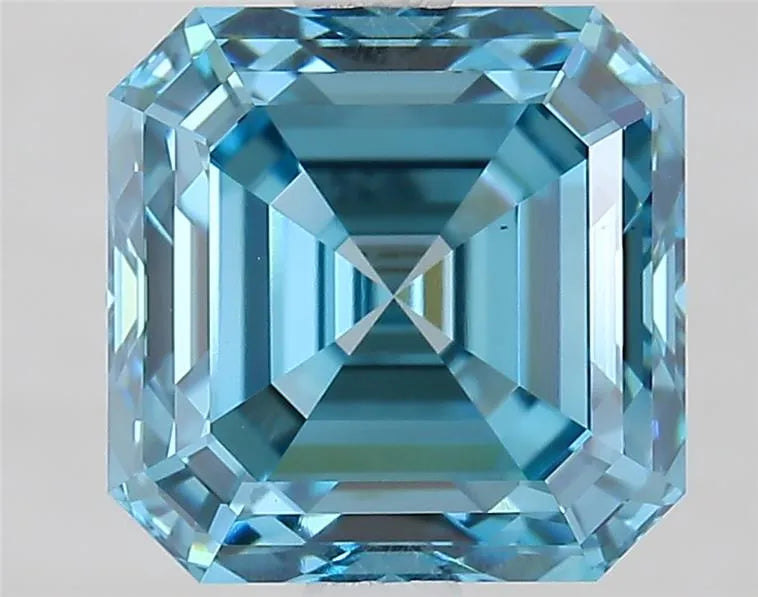 3.13ct Square emerald Lab Grown Diamond (Colour Fancy Vivid Blue, Clarity VS1, IGI Certified)