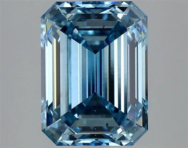 3.15ct Emerald Lab Grown Diamond (Colour Fancy Vivid Blue, Clarity VS2, IGI Certified)