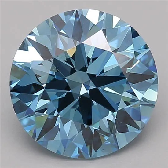3.21ct Round Lab Grown Diamond (Colour Fancy Vivid Blue, Clarity VS1, Cut ID, IGI Certified)