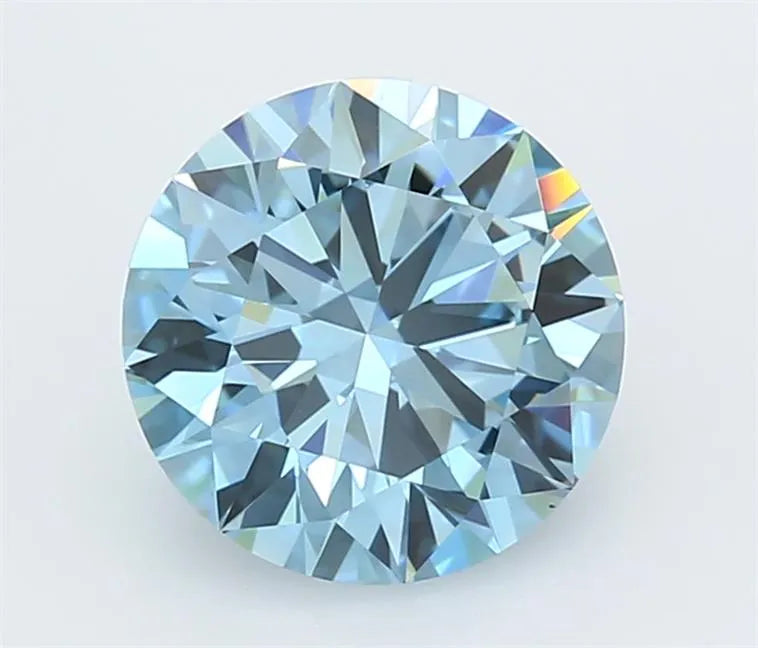 3.21ct Round Lab Grown Diamond (Colour Fancy Vivid Blue, Clarity VVS1, Cut ID, IGI Certified)