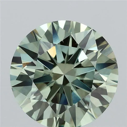 3.21ct Round Lab Grown Diamond (Colour Fancy Vivid Green, Clarity VVS2, Cut ID, IGI Certified)