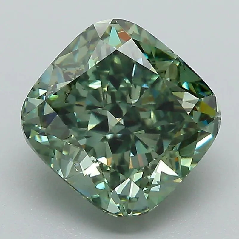 3.23ct Cushion brilliant Lab Grown Diamond (Colour Fancy Vivid Green, Clarity VVS2, IGI Certified)