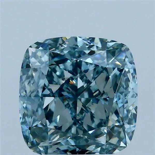 3.27ct Cushion modified Lab Grown Diamond (Colour Fancy Intense Blueish Green, Clarity VVS2, IGI Certified)