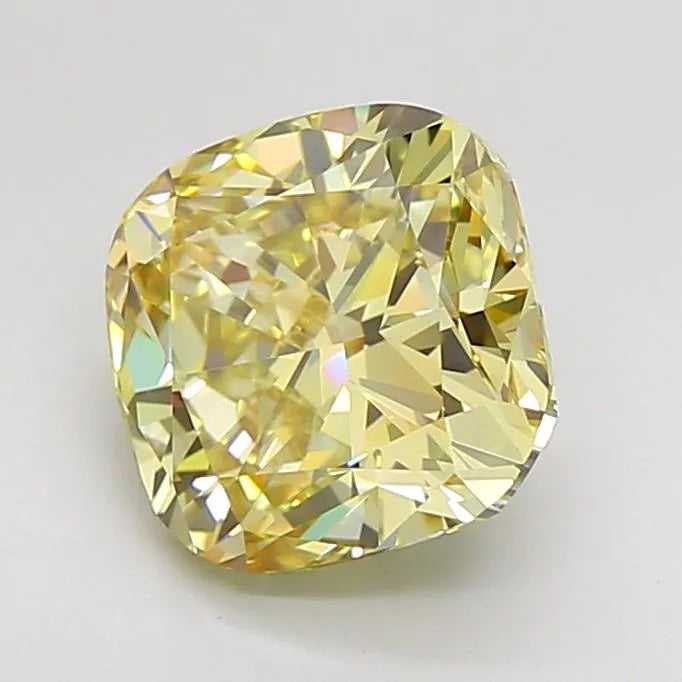 3.28ct Cushion modified Lab Grown Diamond (Colour Fancy Light Yellow, Clarity VVS2, IGI Certified)
