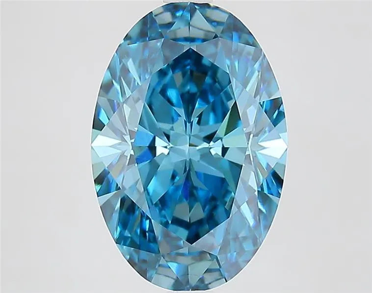 3.28ct Oval Lab Grown Diamond (Colour Fancy Vivid Blue, Clarity VS1, IGI Certified)