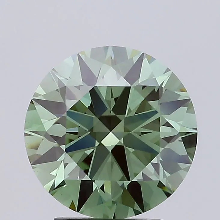 3.28ct Round Lab Grown Diamond (Colour Fancy Vivid Green, Clarity VS1, Cut ID, IGI Certified)