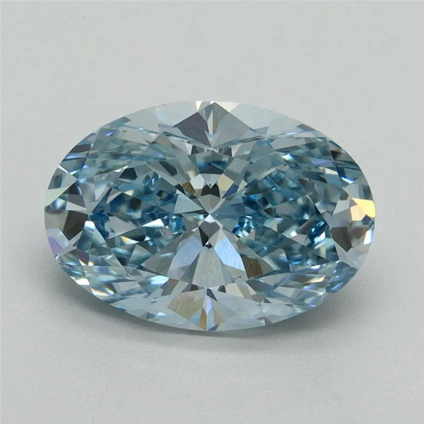 3.35ct Oval Lab Grown Diamond (Colour Fancy Vivid Blue, Clarity VVS2, IGI Certified)