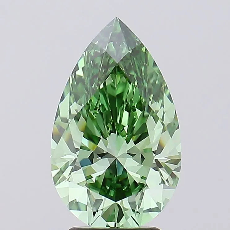 3.37ct Pear Lab Grown Diamond (Colour Fancy Vivid Green, Clarity VVS1, IGI Certified)