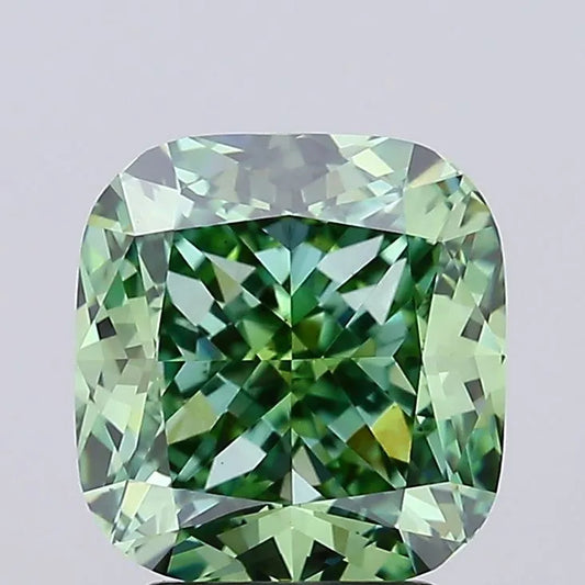 3.39ct Cushion modified Lab Grown Diamond (Colour Fancy Vivid Green, Clarity VS1, IGI Certified)