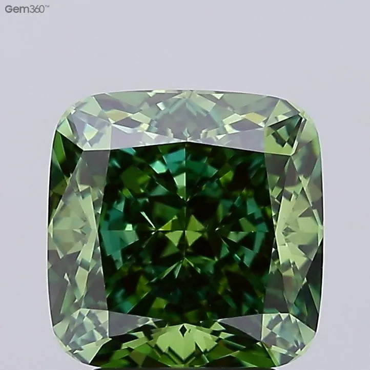 3.40ct Cushion modified Lab Grown Diamond (Colour Fancy Vivid Green, Clarity VVS2, IGI Certified)