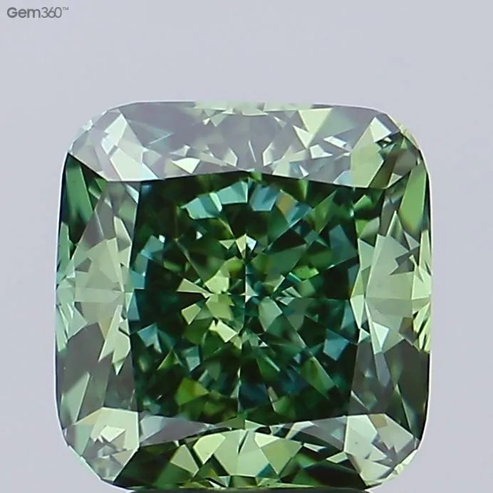 3.41ct Cushion modified Lab Grown Diamond (Colour Fancy Vivid Green, Clarity VVS2, IGI Certified)